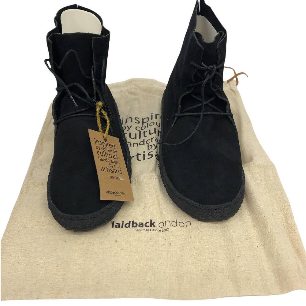 Laidback London Emre Black Suede Lace-Up Ankle Boots Women's US 8 EU 39 NIB